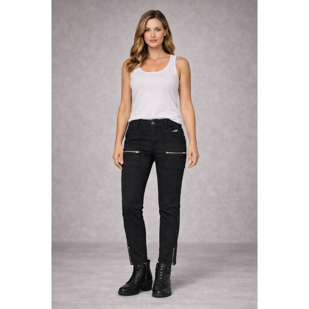JOIE New Park Cargo Pants Black 8 Zip Pockets Stretch Ankle Zip‎ Jeans EI669CO